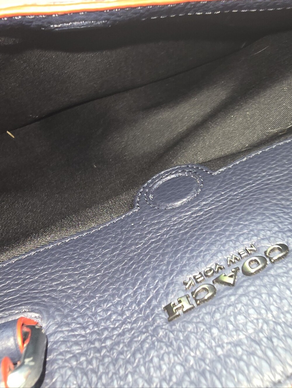 Coach Pebble Navy Pebble Leather Graham Laptop  Messenger Bag NWOT - Picture 10 of 16